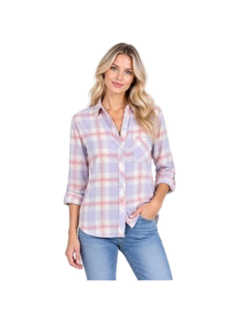 Rails Hunter Button Up Shirt Pastel Plaid Lavender Rose Flannel Soft Size L